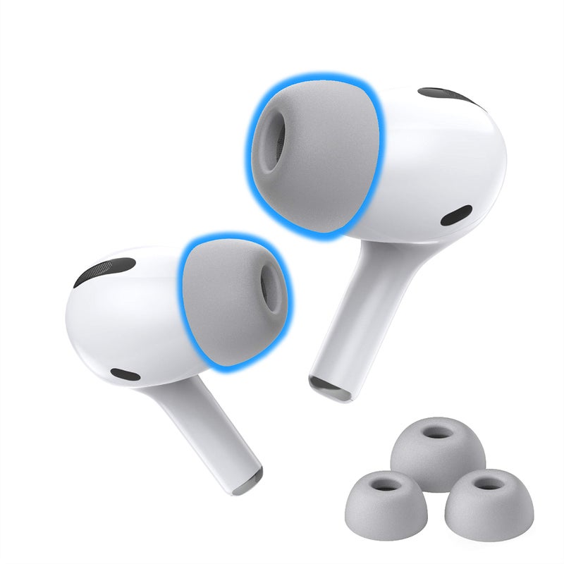 AutoLine Pro Foam Masters Memory Foam Ear Tips for AirPods Pro 1st & 2nd Gen | Comfortable | Secure | Better Noise Cancellation | Version 3.0 Replacement Buds (Small, Med, Large - 3 Pairs, Gray) - Image 1